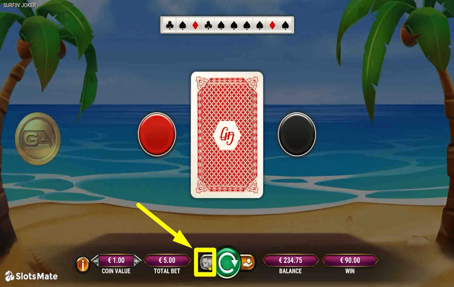 Surfin Joker Использование дополнительной функции «Азартная игра».