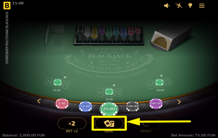 Surrender Multihand Blackjack REPARTE LAS CARTAS.