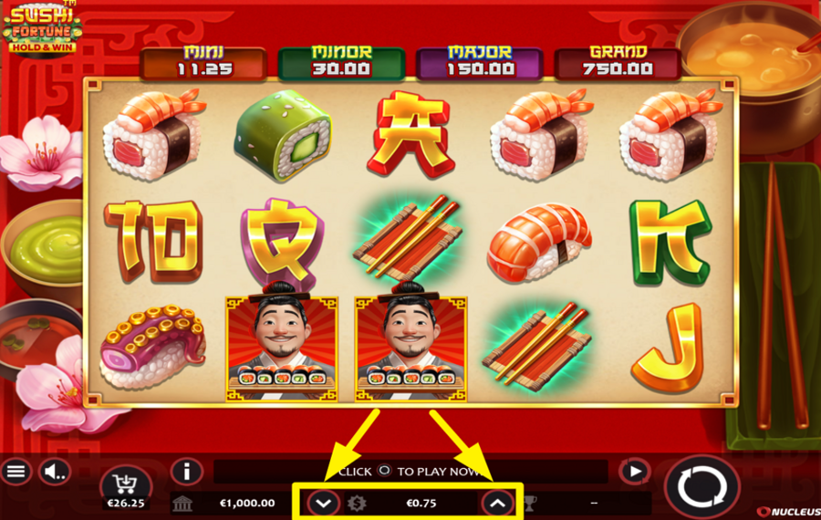 Sushi Fortune Hold and Win DETERMINE YOUR STAKE.