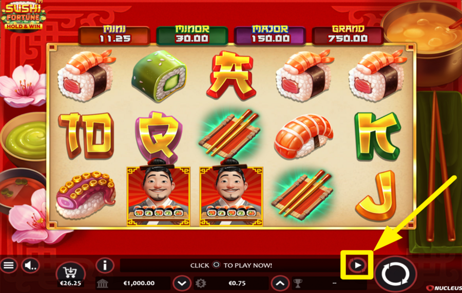 Sushi Fortune Hold and Win TRIGGER AUTOMATIC SPINNING.