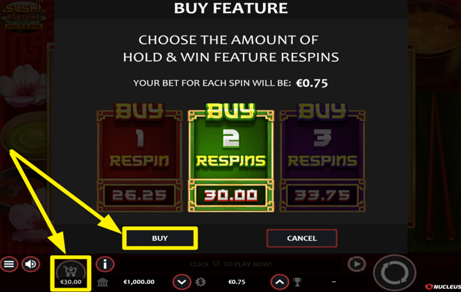 Sushi Fortune Hold and Win ADD TO THE FUN!