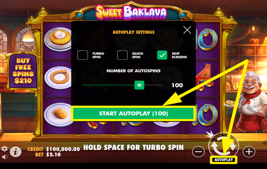 Sweet Baklava USE AUTOMATED SPINS.