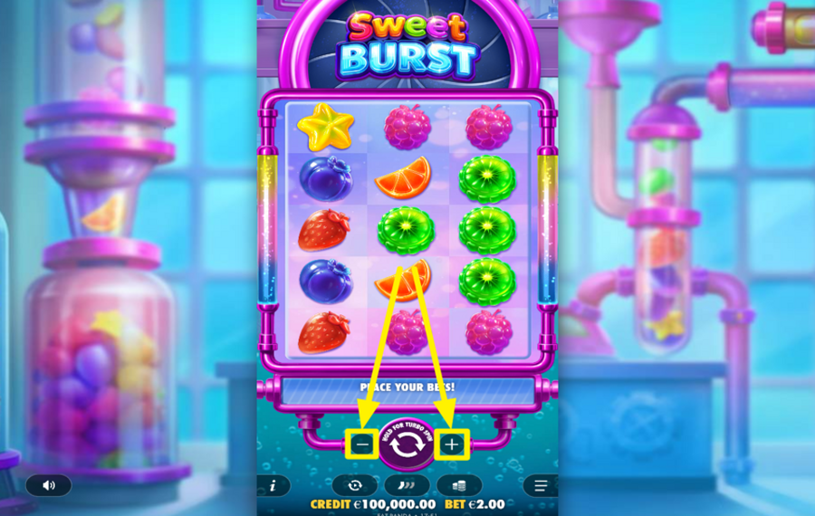 Sweet Burst DECIDE ON YOUR BET AMOUNT.