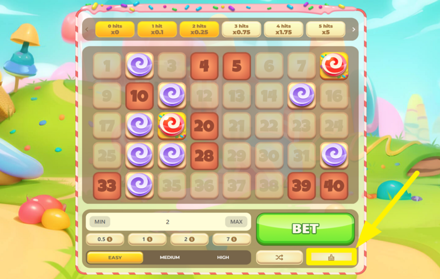 Sweet Keno EFFACER VOTRE SÉLECTION DE NUMÉROS.