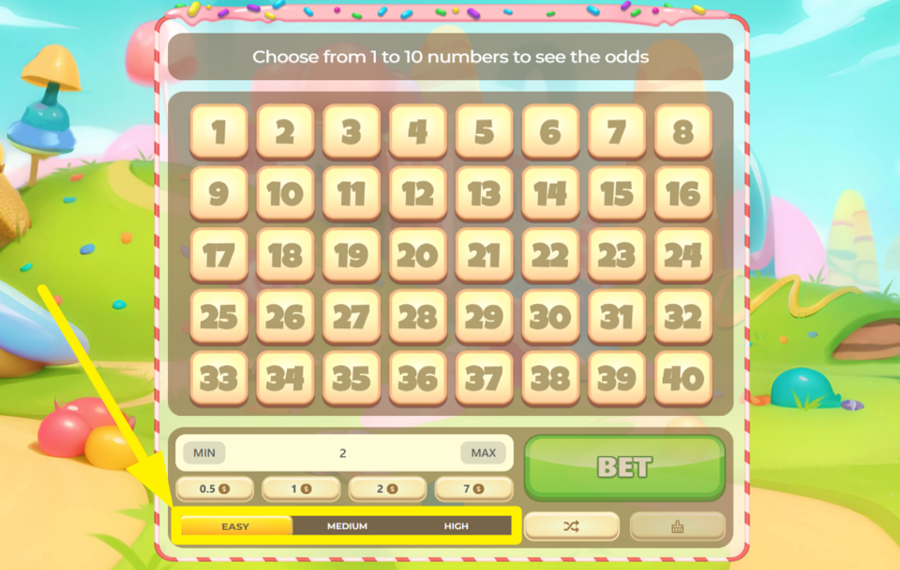 Sweet Keno DÉTERMINER LE NIVEAU DE RISQUE.