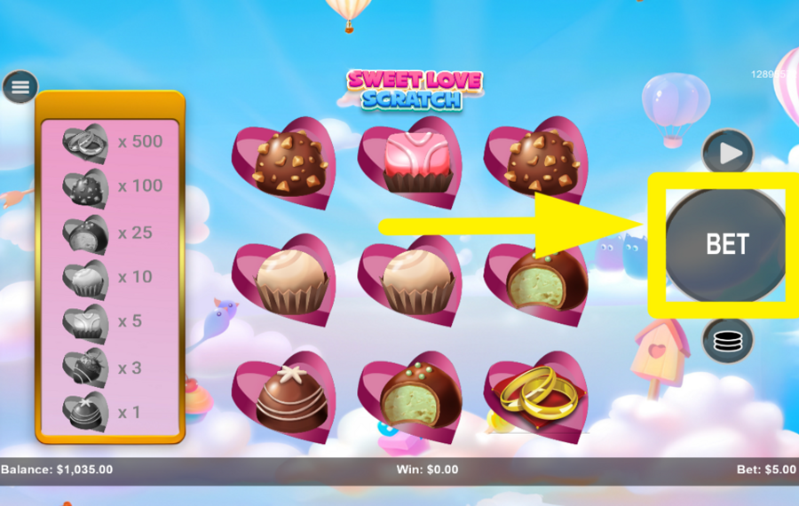 Sweet Love Scratch PLACE YOUR BET.