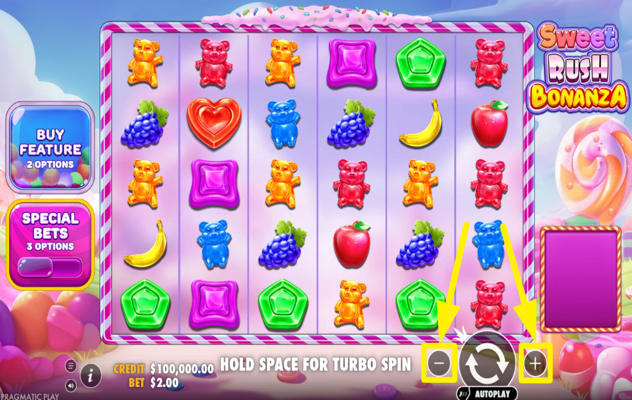 Sweet Rush Bonanza ADJUST YOUR WAGER.