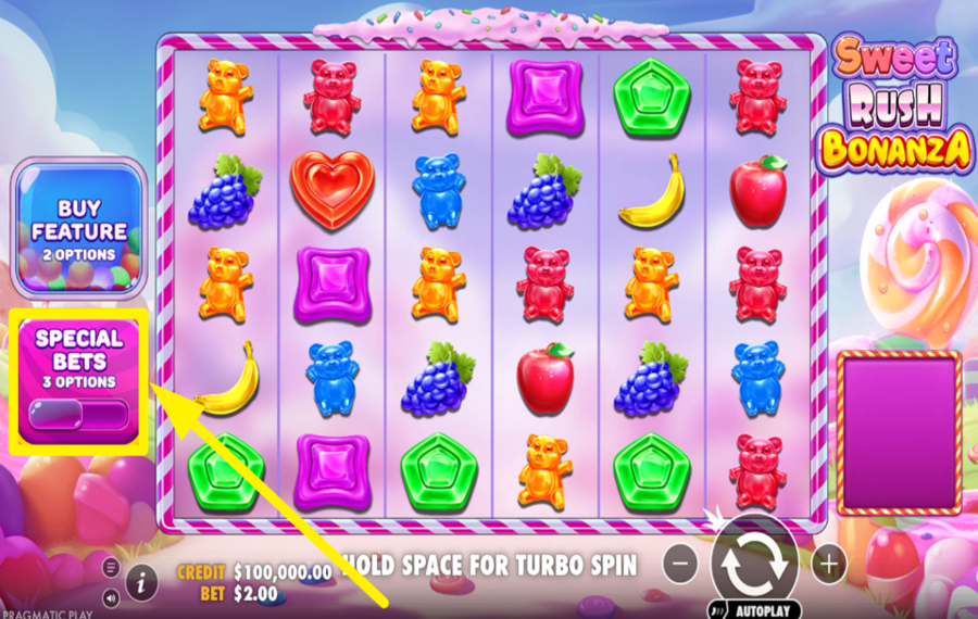 Sweet Rush Bonanza TURN ON THE ANTE BET.