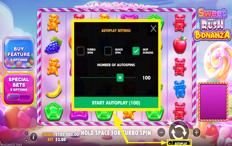 Sweet Rush Bonanza SPIN THE REELS AUTOMATICALLY.