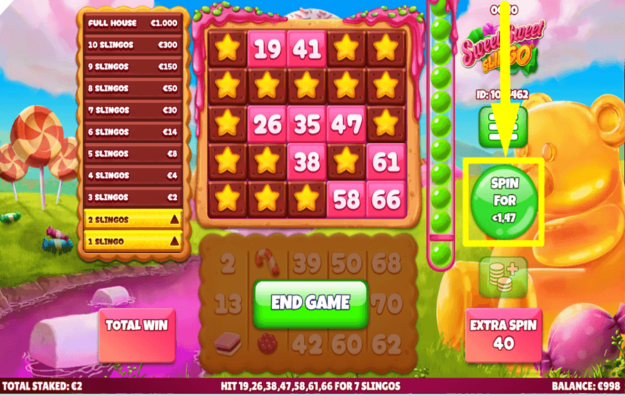 Sweet Sweet Slingo ACQUIRE EXTRA TURNS.