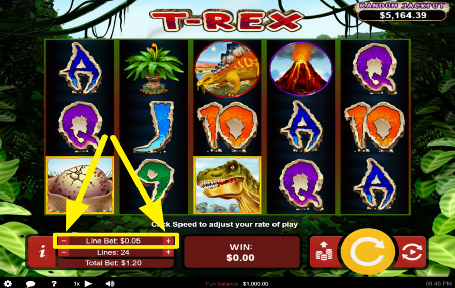 T Rex DÉFINISSEZ VOTRE MISE PAR LIGNE.