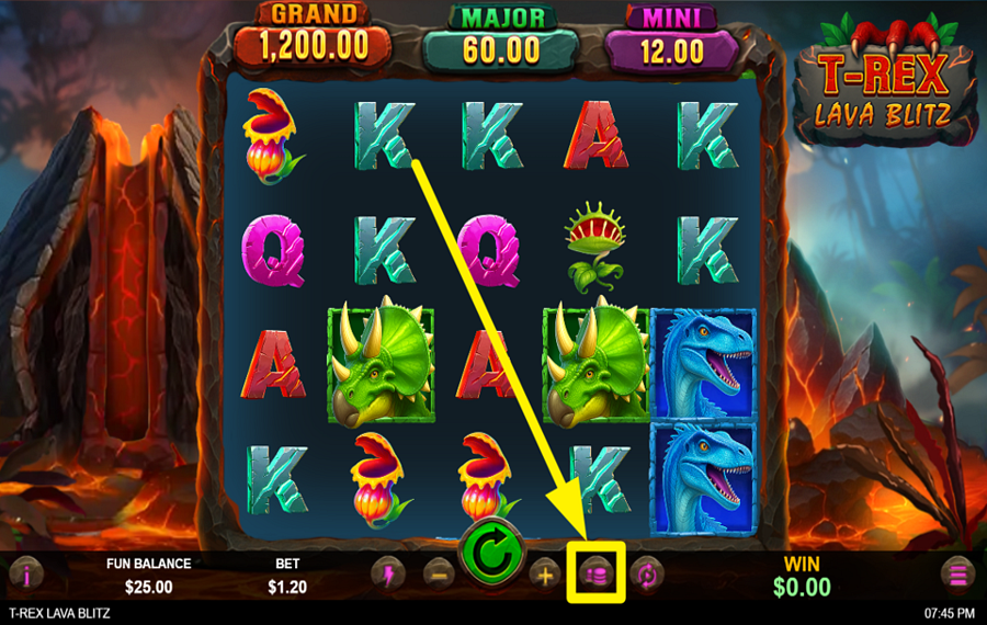 T Rex Lava Blitz TARGET THE MAXIMUM BETTING AMOUNT.