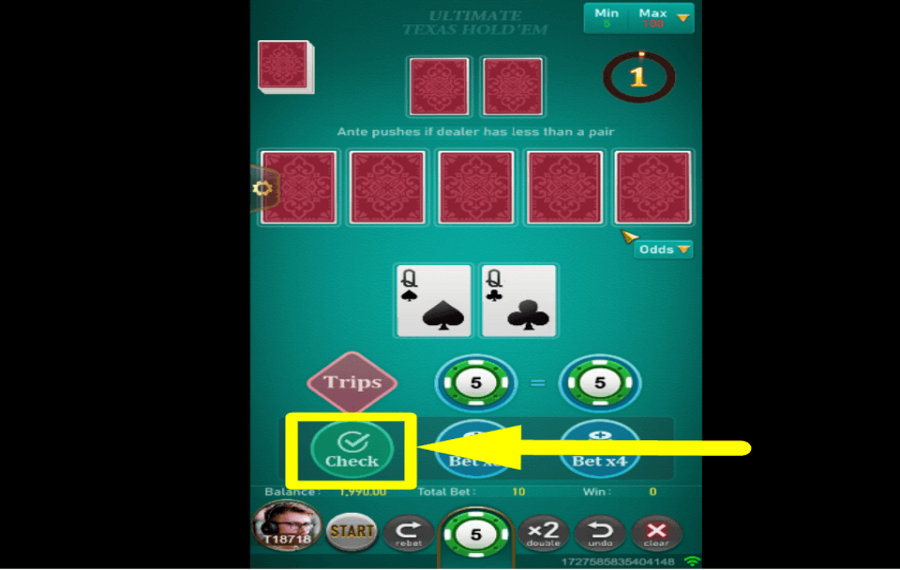 TaDa Games Ultimate Texas Holdem VÉRIFIEZ VOTRE MAIN.