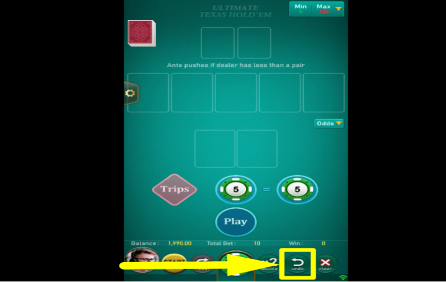 TaDa Games Ultimate Texas Holdem RECULEZ D'UN PAS.