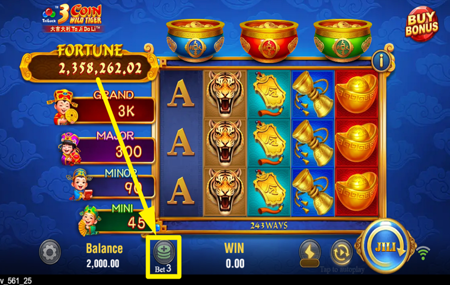 TaDa Gaming 3 Coin Wild Tiger FIXEZ VOTRE MISE.