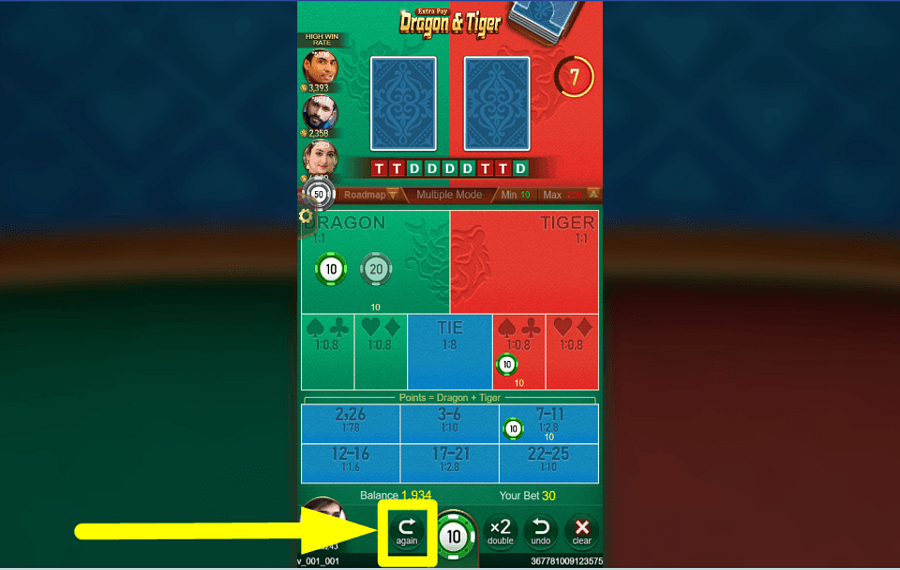 TaDa Gaming Dragon and Tiger APUESTA DE NUEVO.