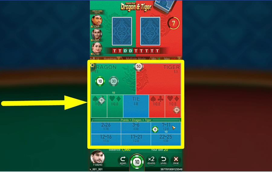 TaDa Gaming Dragon and Tiger COMIENCE A APUESTAR.