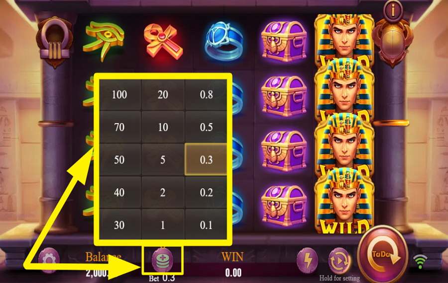 TaDa Gaming Rise of Egypt MODIFICA LA TUA SCOMMESSA.