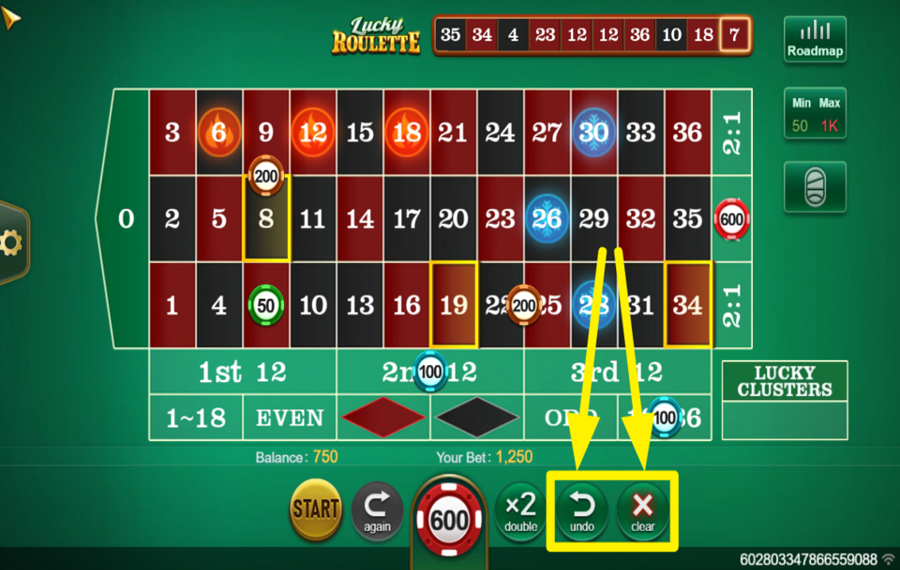 TaDa Gaming Lucky Roulette ANNULER UN COUP OU DÉBARRASSER LA TABLE.
