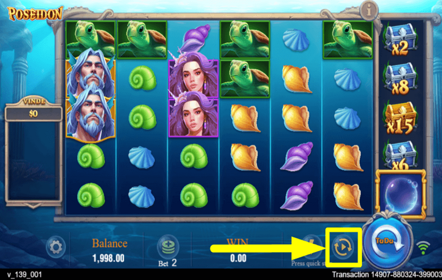 TaDa Gaming Poseidon SCEGLI I GIRI AUTOMATICI.