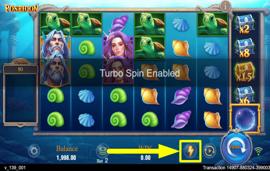 TaDa Gaming Poseidon CAMBIA LA VELOCITÀ DEL GIOCO.