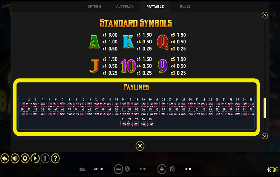 Take the Bank Choose the paylines.