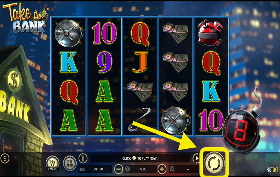 Take the Bank Click/ tap the “Spin” button.
