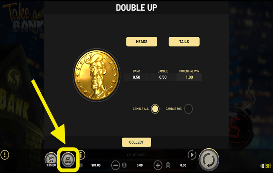 Take the Bank Using the optional “Gamble” feature.