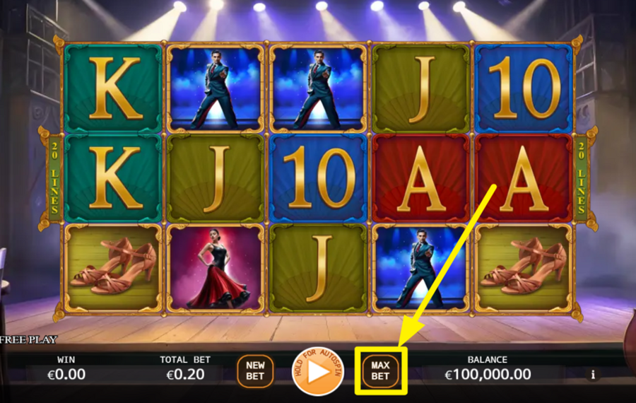 Tango Twirl ESTABLECER LA CANTIDAD DE APUESTA MÁS ALTA.