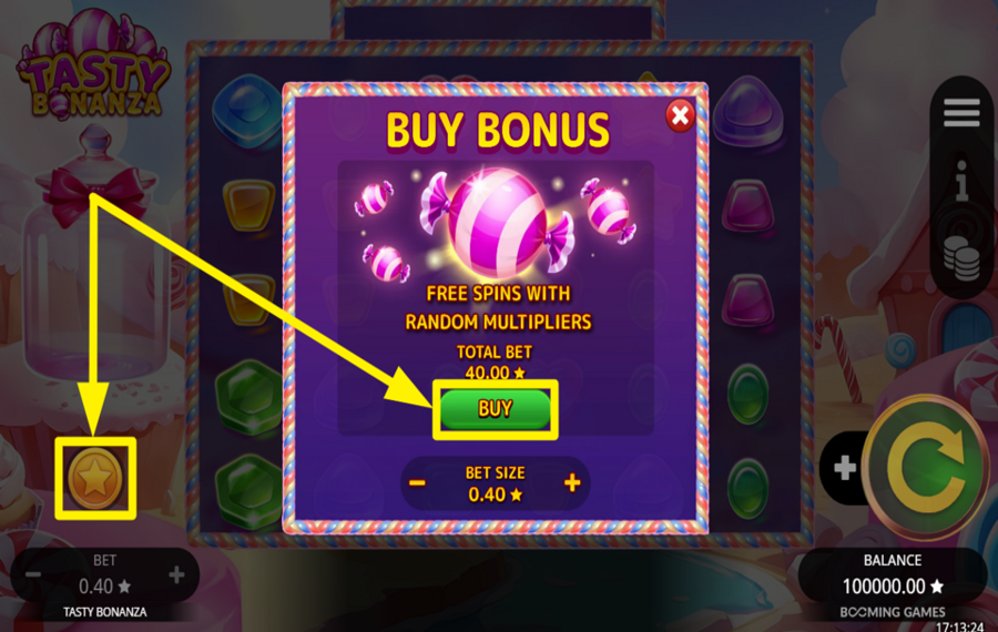 Tasty Bonanza ACCESS THE BONUS FEATURE.