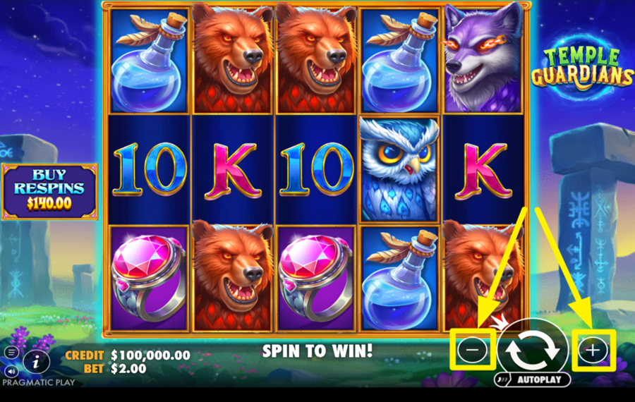 Temple Guardians ASSIGN A BET VALUE.