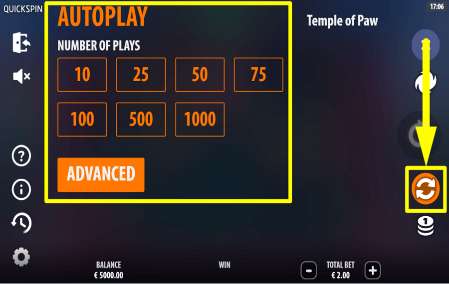 Temple of Paw APPLICA RIPRODUZIONE AUTOMATICA.