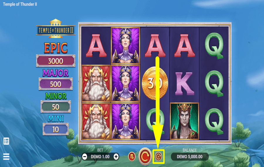 Temple of Thunder II DREHEN SIE DIE ROLLEN AUTOMATISCH.