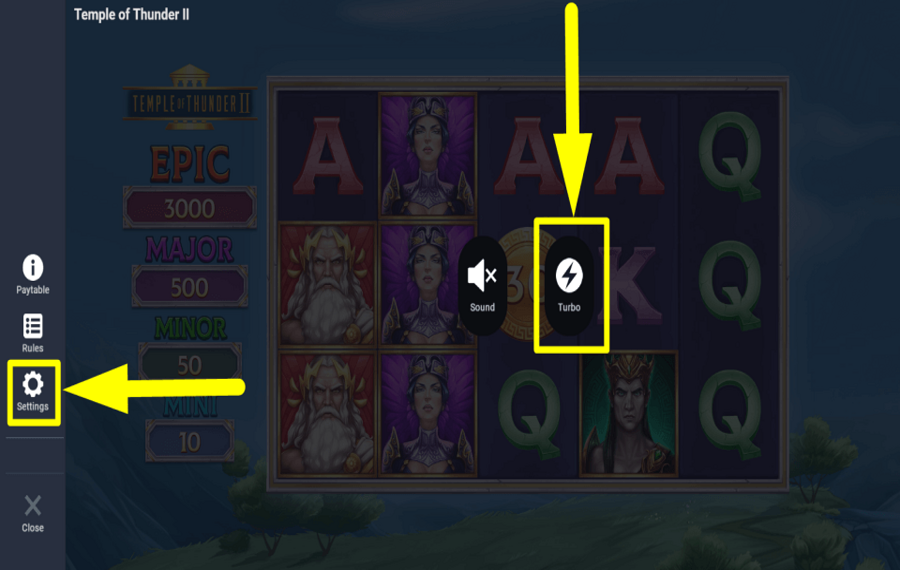 Temple of Thunder II Beschleunigen Sie die Drehungen.