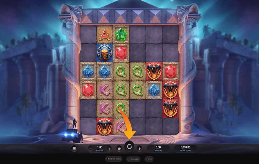 Temple Tumble 2 Dream Drop Haga clic/toque el botón "Girar"