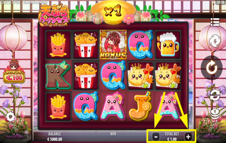 Tempura Princess ASIGNAR UN VALOR DE APUESTA.