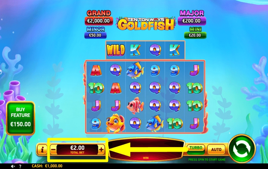 Ten Ton Ways Goldfish Weisen Sie den Einsatzbetrag zu.