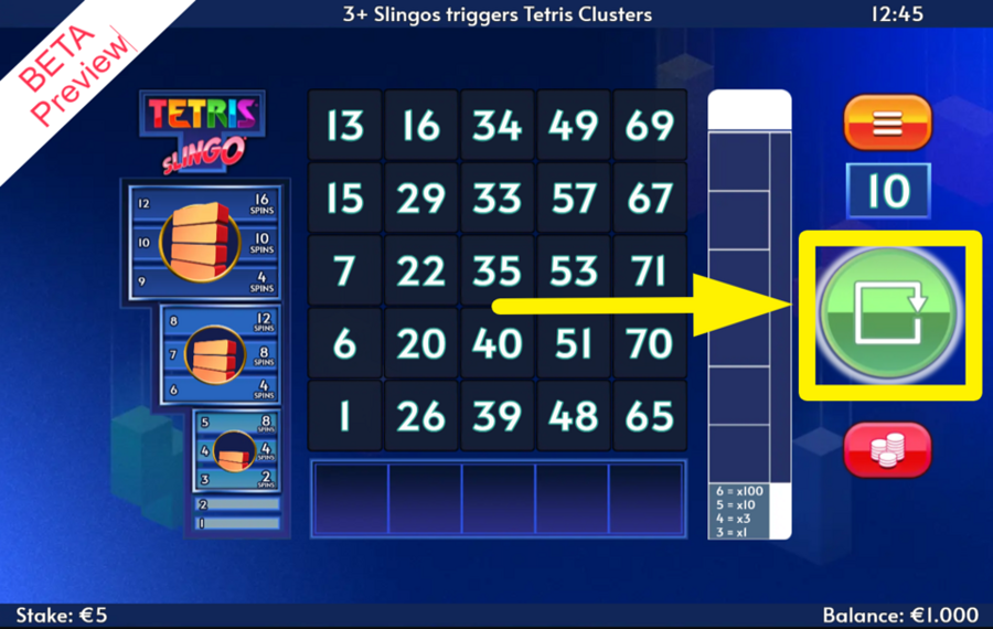 Tetris Slingo PARTICIPATE IN THE FUN!