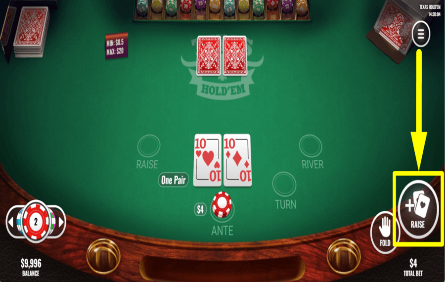 Texas Hold Em AUGMENTER LES ENJEUX.