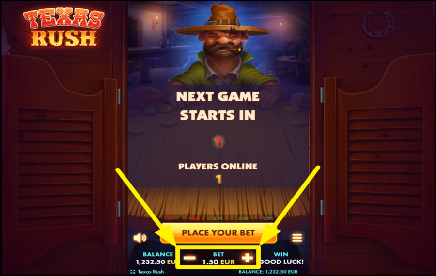 Texas Rush PICK A BET AMOUNT.