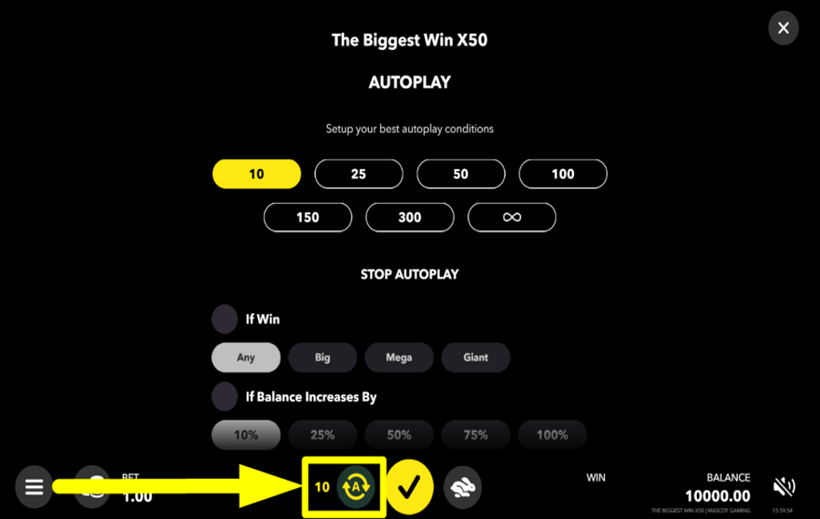 The Biggest Win x50 CONTINUE AUTOMATICALLY.