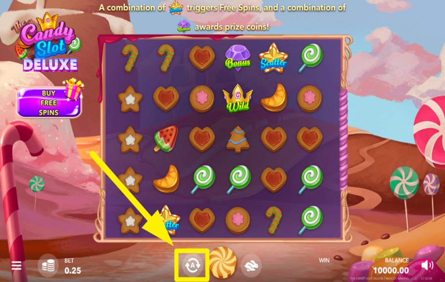 The Candy Slot Deluxe TRIGGER AUTOMATIC PLAY.