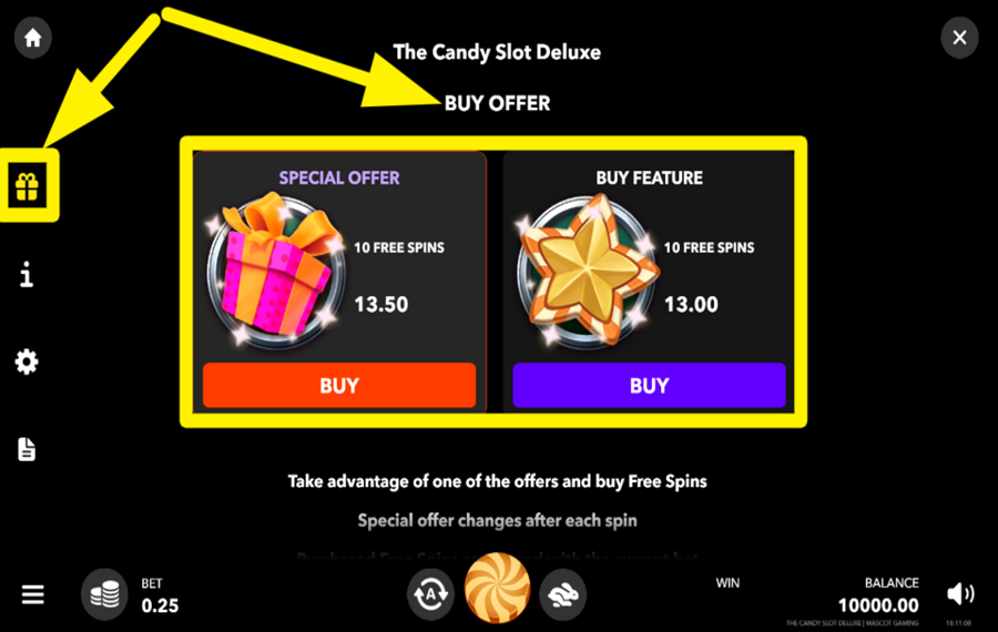The Candy Slot Deluxe PURCHASE FREE SPINS.