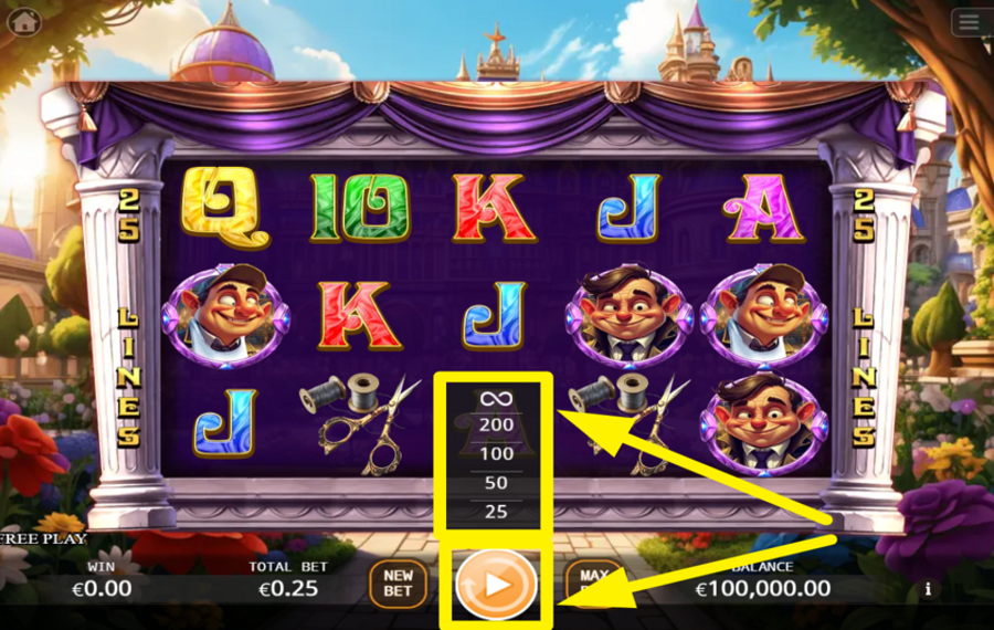 The Emperors New Clothes SPIN THE REELS AUTOMATICALLY.