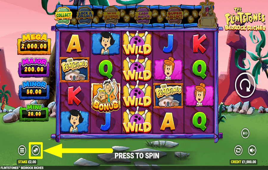 The Flintstones Bedrock Riches MODIFY THE WAGER.