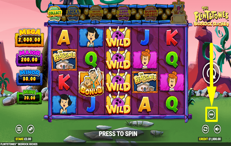 The Flintstones Bedrock Riches ACTIVATE TURBO MODE.