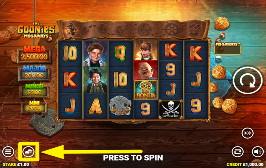 The Goonies Megaways ВЫБЕРИТЕ ОБЩУЮ СТАВКУ.