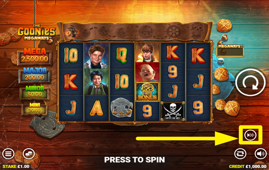 The Goonies Megaways УСКОРИТЕ ВРАЩЕНИЯ.