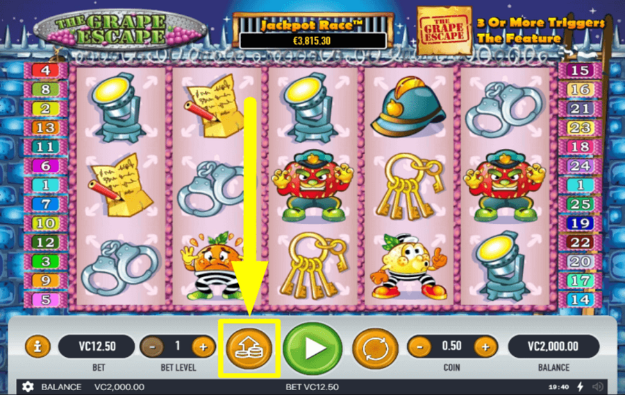 The Grape Escape CHOOSE MAX BET.