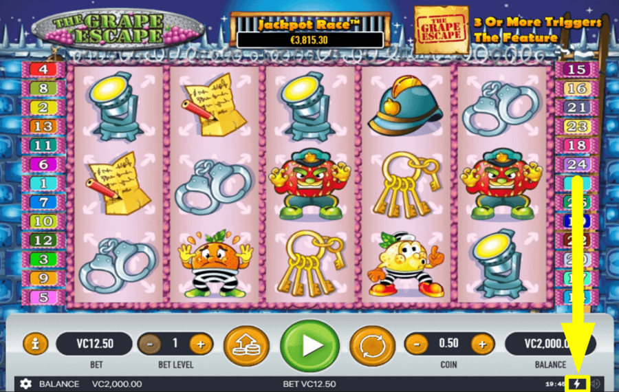 The Grape Escape ACTIVATE “QUICK SPIN”.